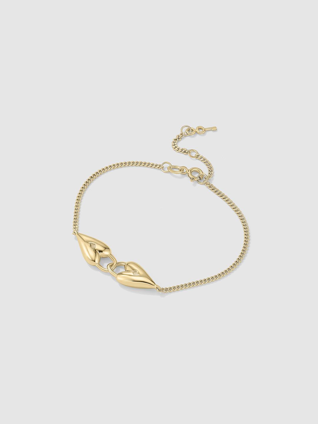Two Hearts Bracelet With A Key Gold-plated