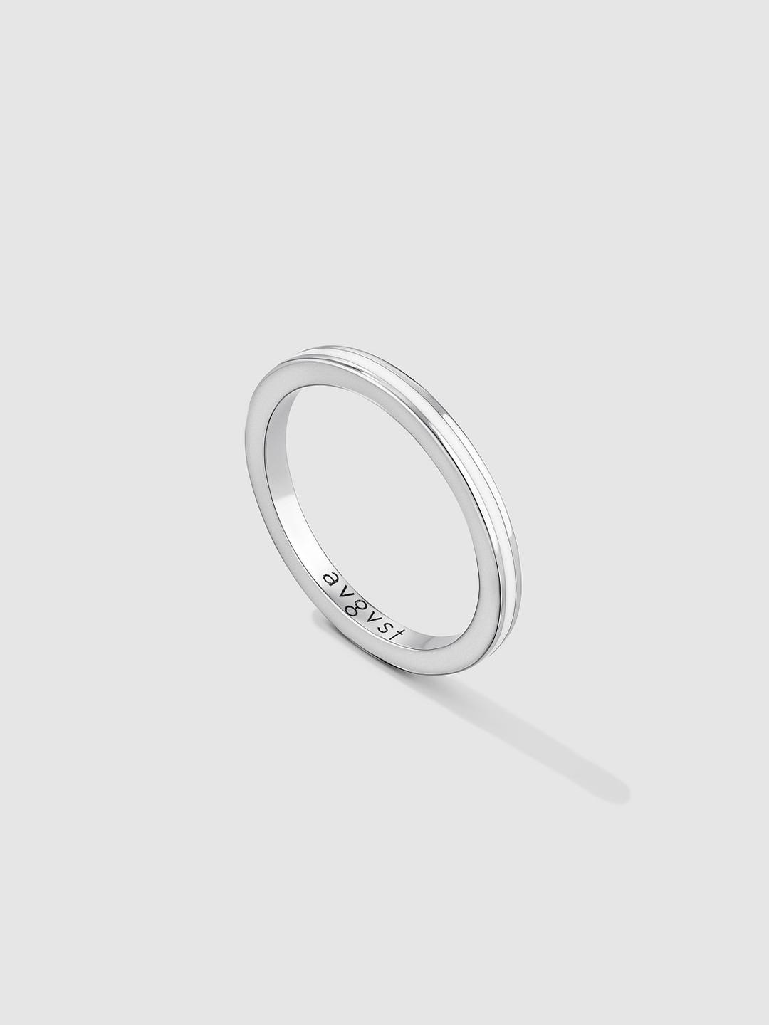 Thin Ring With White Enamel