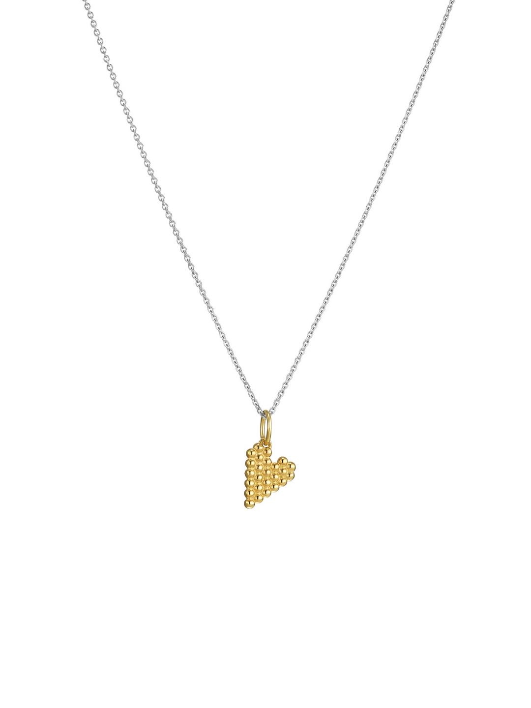Beaded Heart Necklace Gold Vermeil