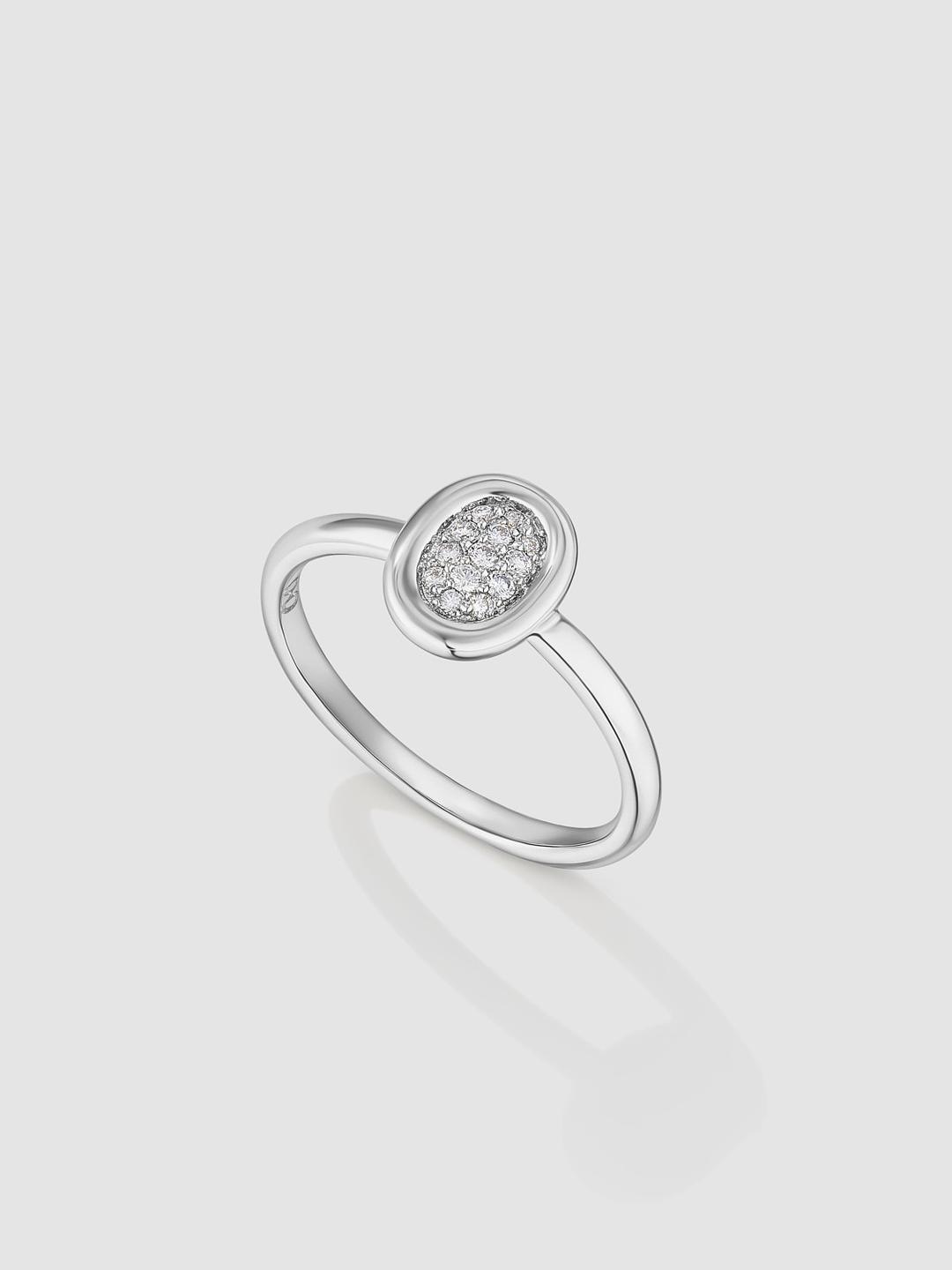 Diamonds Medallion Ring White Gold 