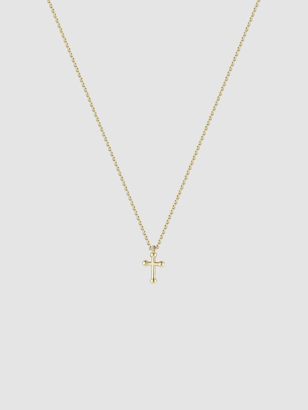 Teeny Cross Necklace Yellow Gold