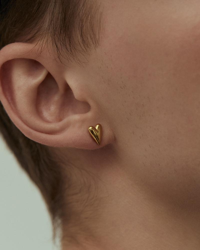 Little Heart Single Stud Gold Vermeil