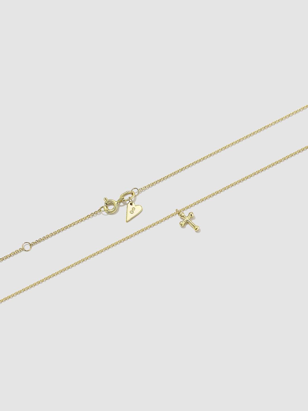 Teeny Cross Necklace Yellow Gold