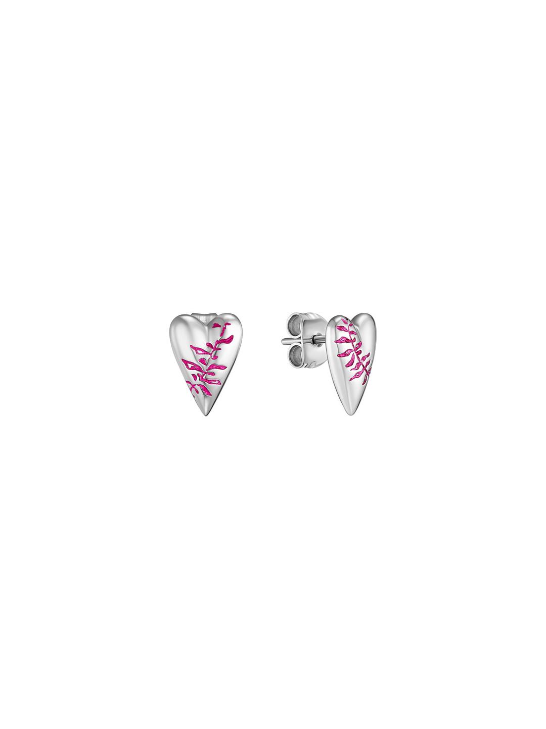 Fern Heart Studs Jarman's Pink
