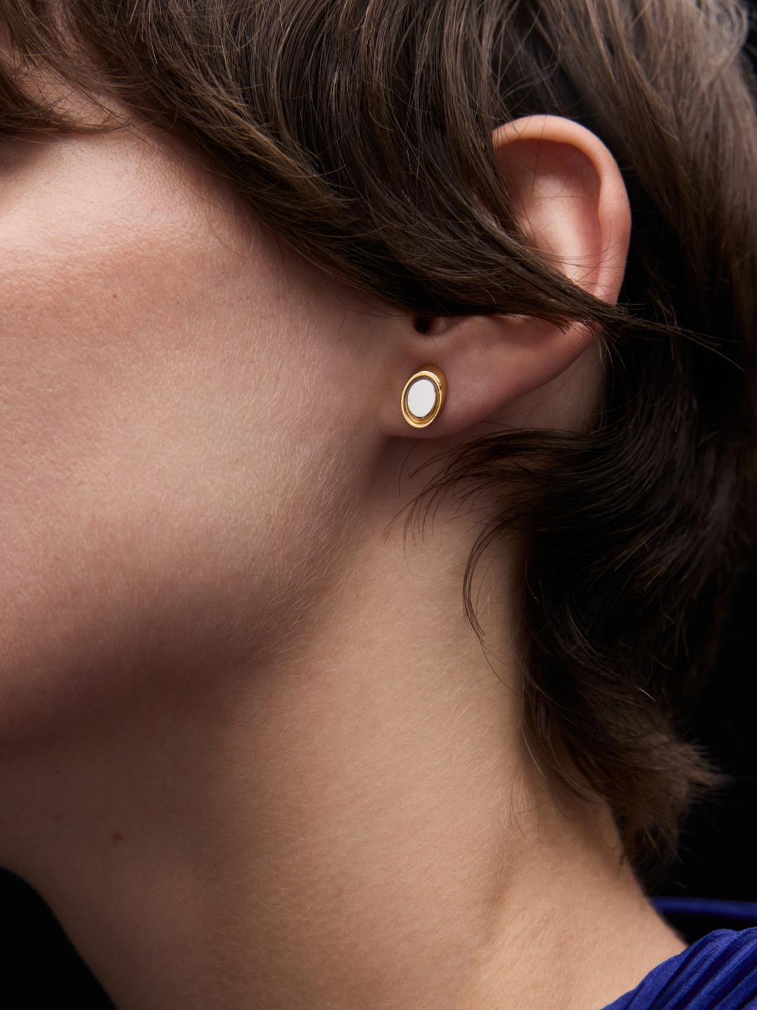 Stem Cut Studs Gold Vermeil