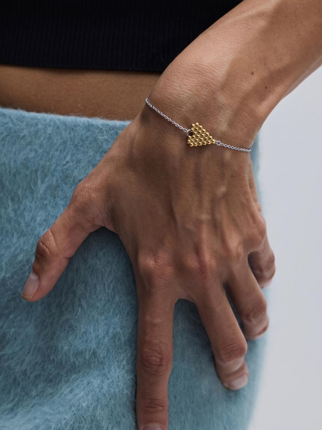 Beaded Heart Bracelet Gold Vermeil