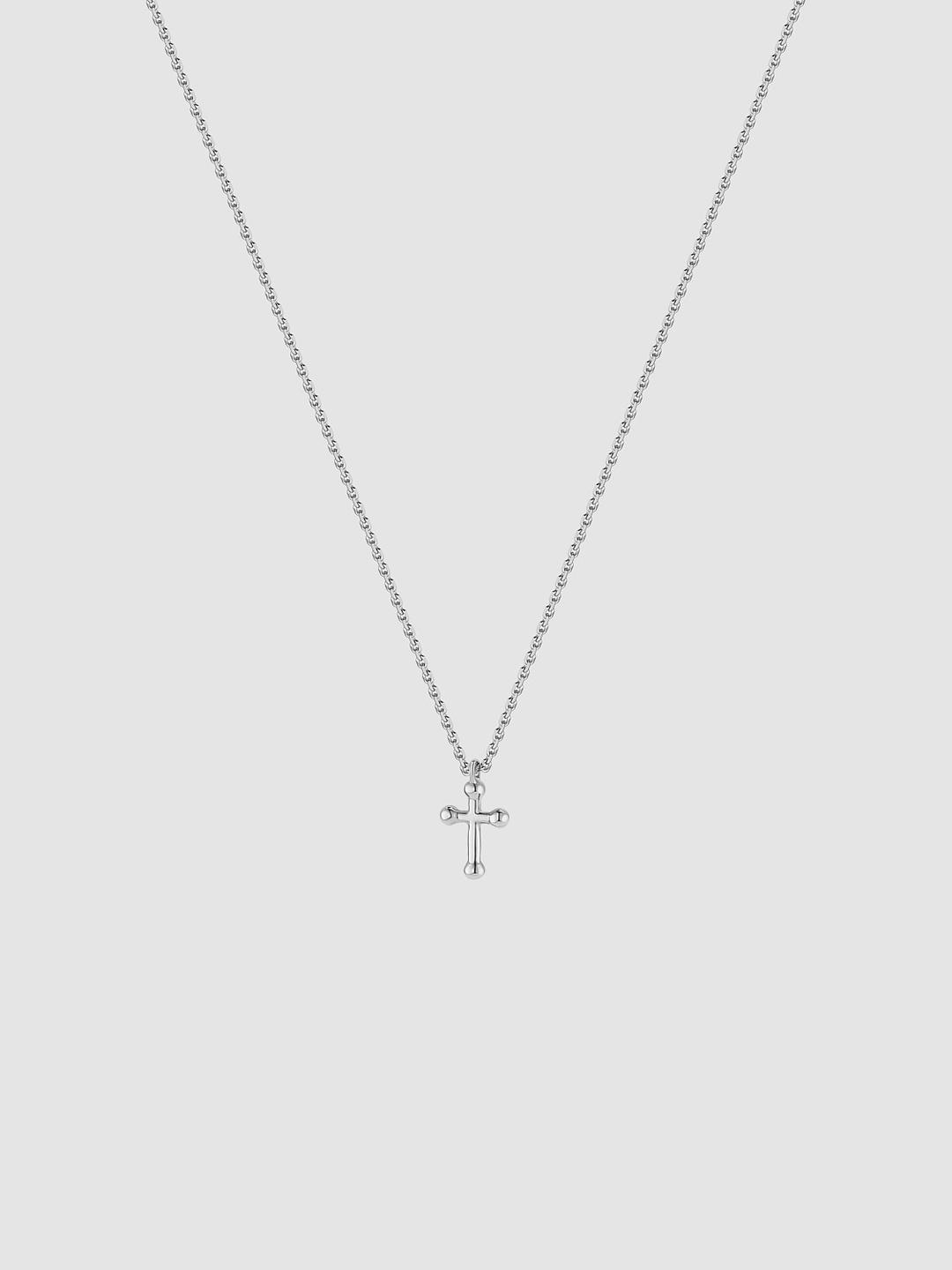 Teeny Cross Necklace White Gold