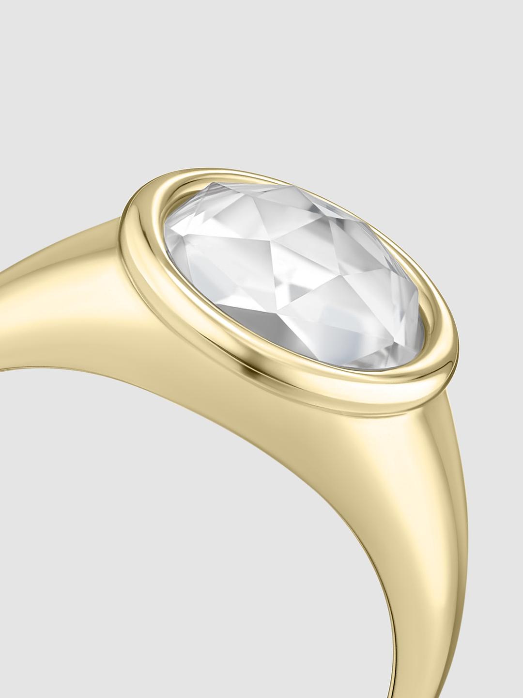 Rock Crystal Rose Ring Yellow Gold