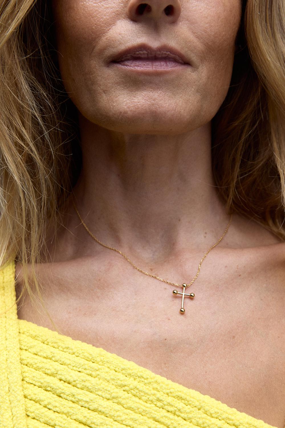 Heraldic Cross Pendant Necklace Gold Vermeil