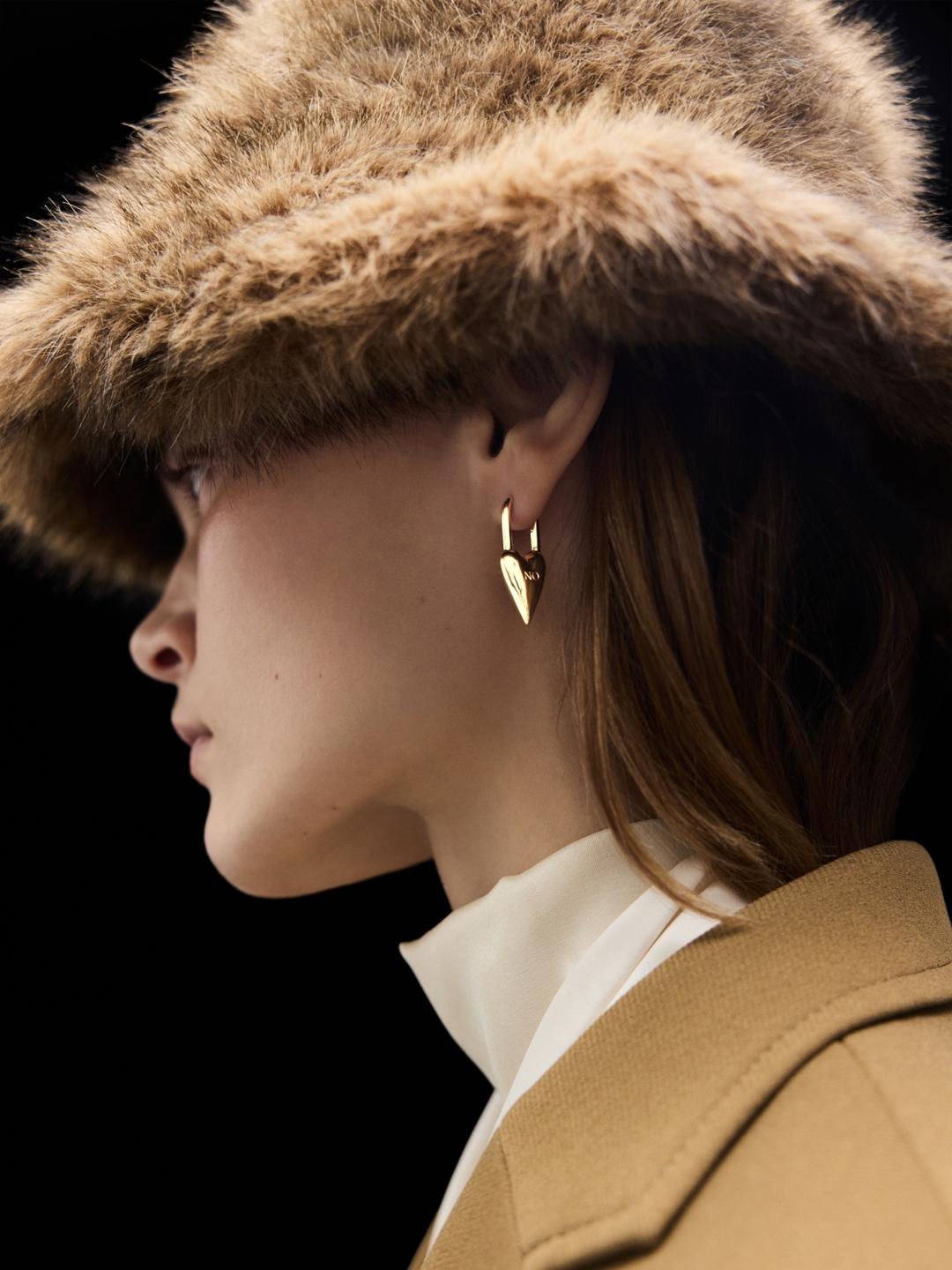 Yes-No Heart Lock Earring Gold Vermeil