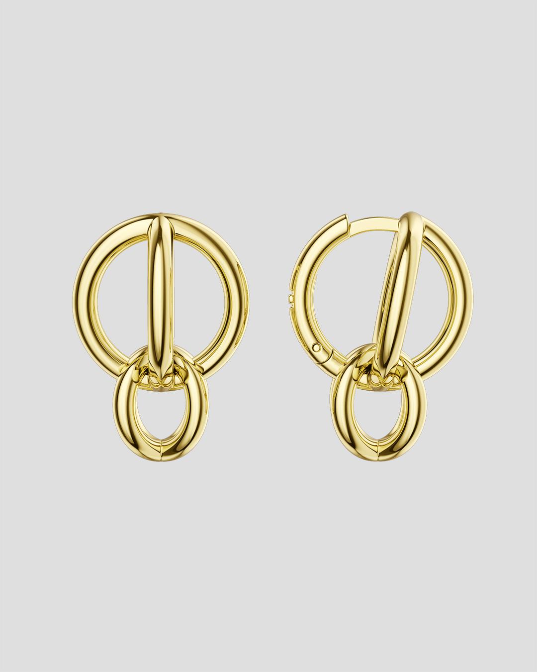 Double Puzzle Hoops Gold Vermeil