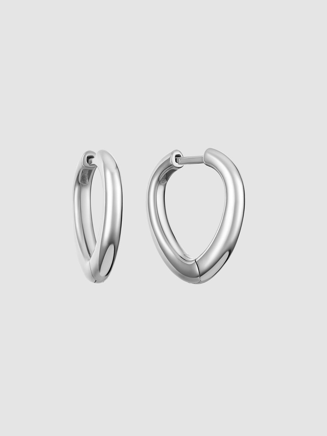 Shield-shaped Mini Hoops Silver