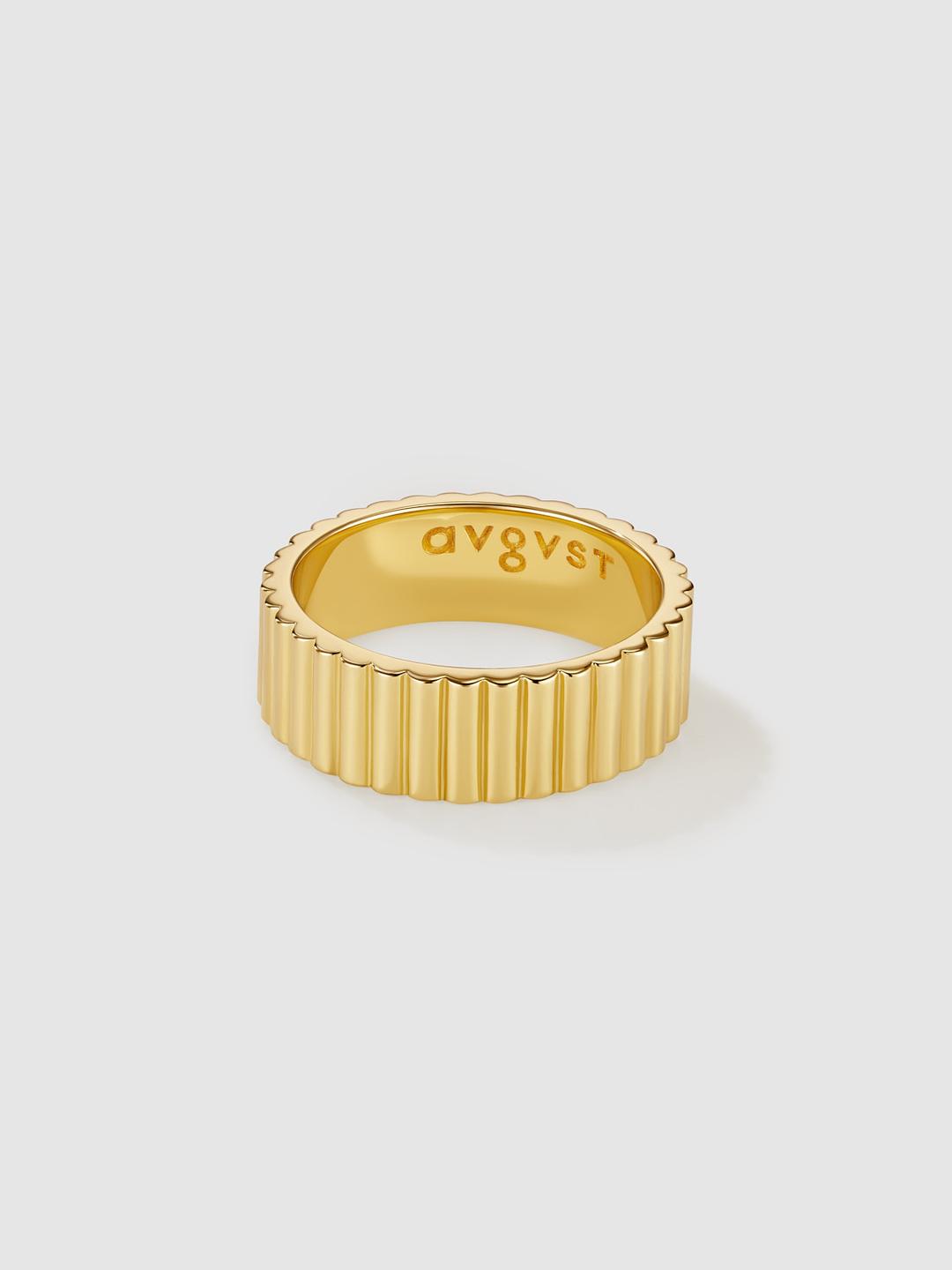 Bugle Bead Narrow Ring Gold Plated