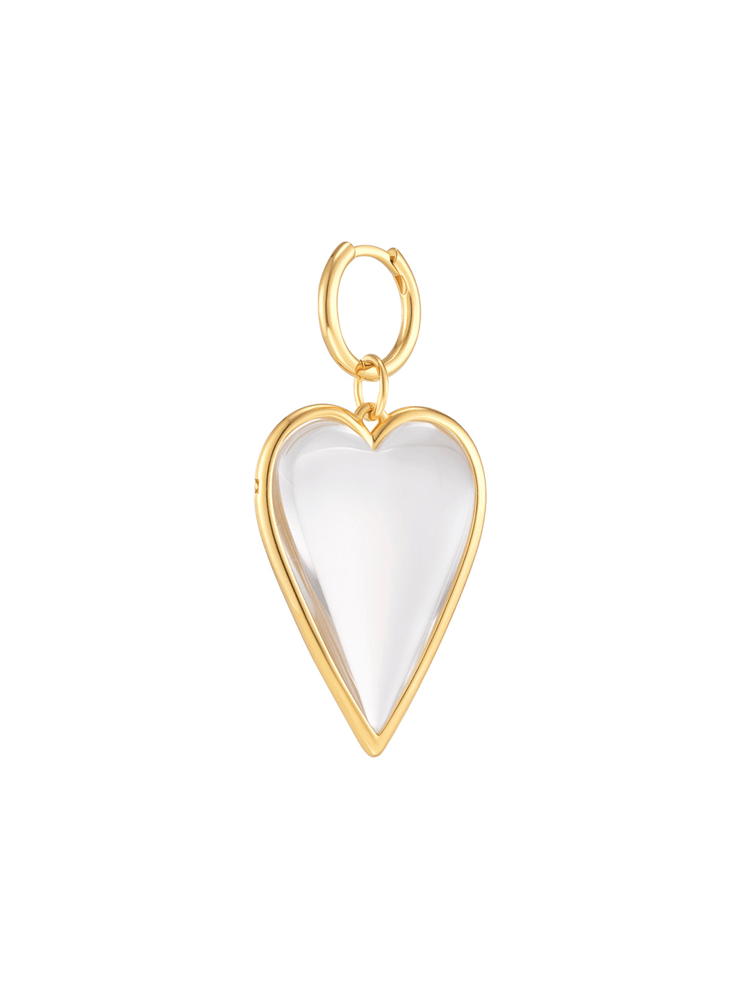 Rock Crystal Heart Single Earring Gold Vermeil