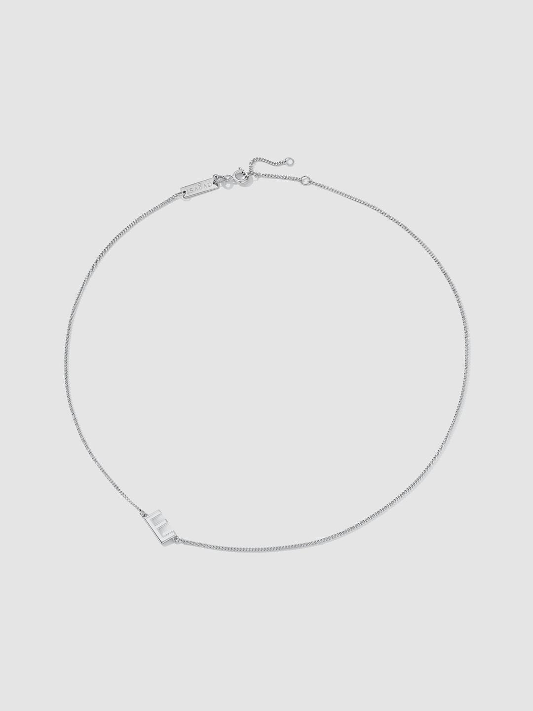 Letter E Necklace with White Enamel