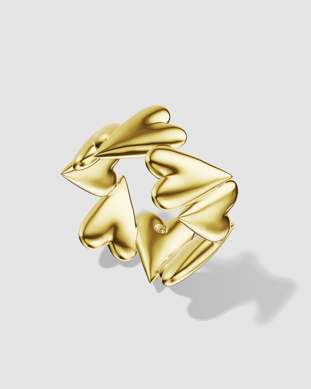 Dancing Hearts Ring Gold Plated