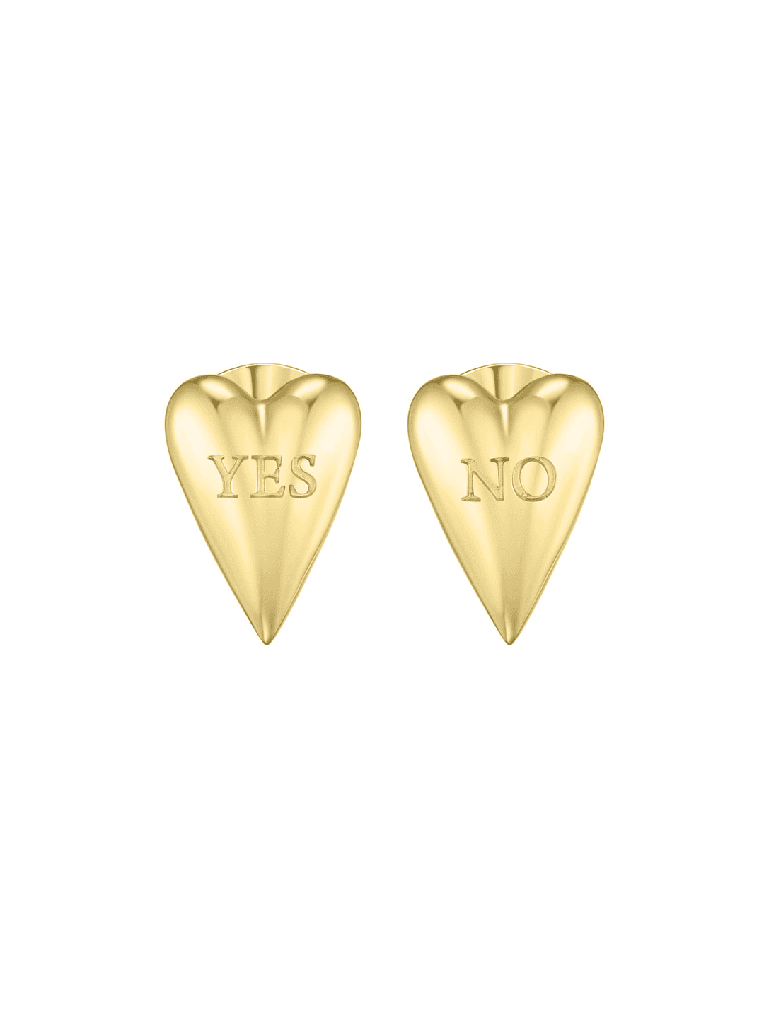 Yes-no Heart Studs Gold Vermeil