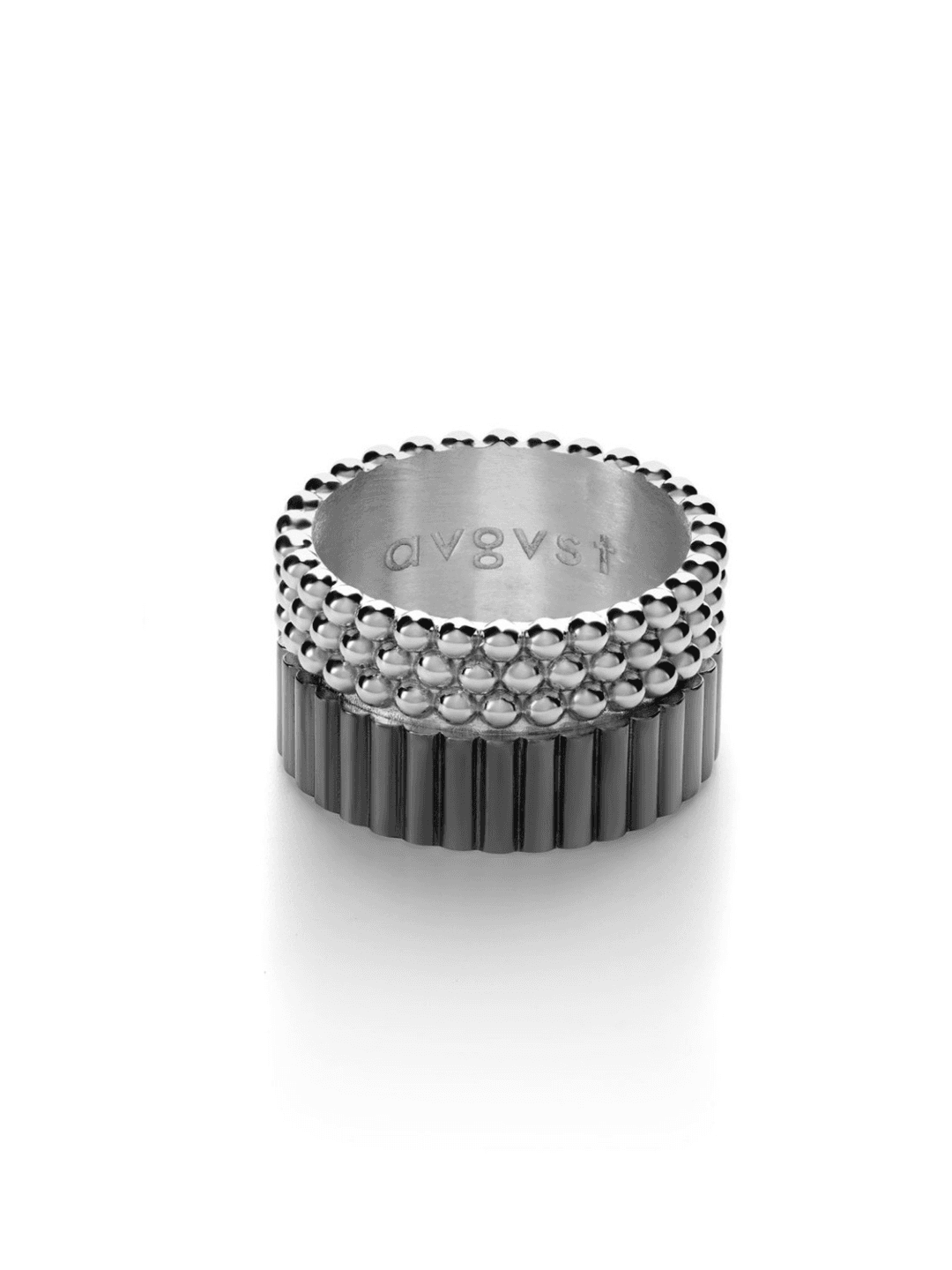 Black & Silver Bugle and Seed Beads Ring