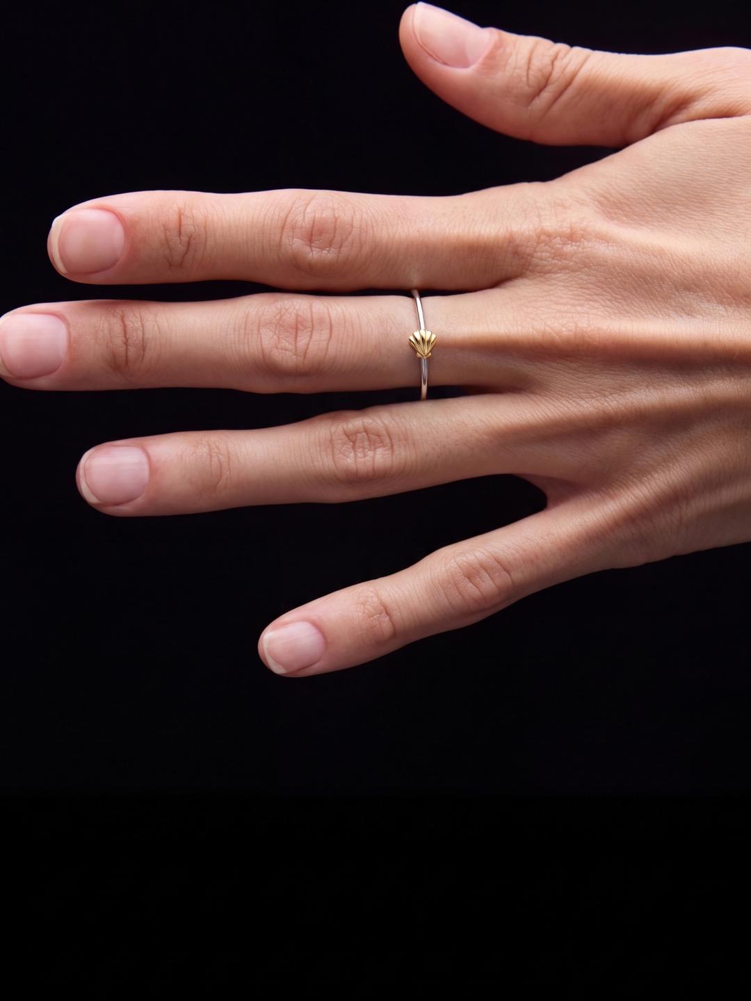 Double Gold Shell Teeny Ring
