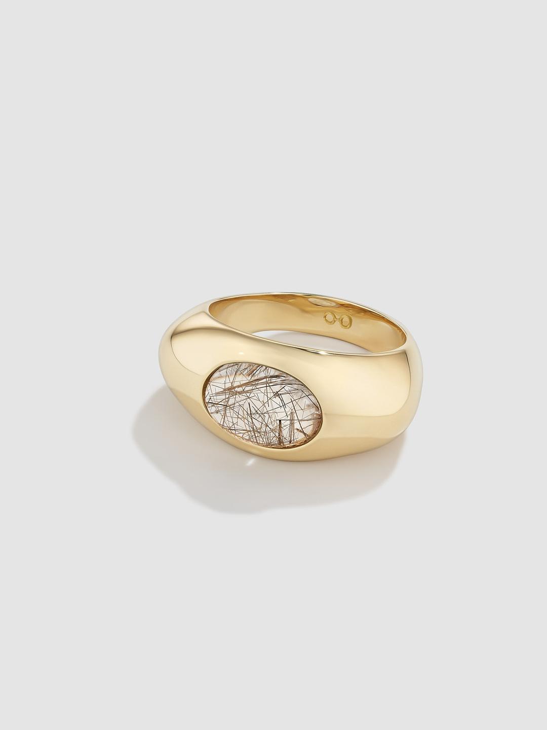 Rutilated Quartz Pebble Ring 