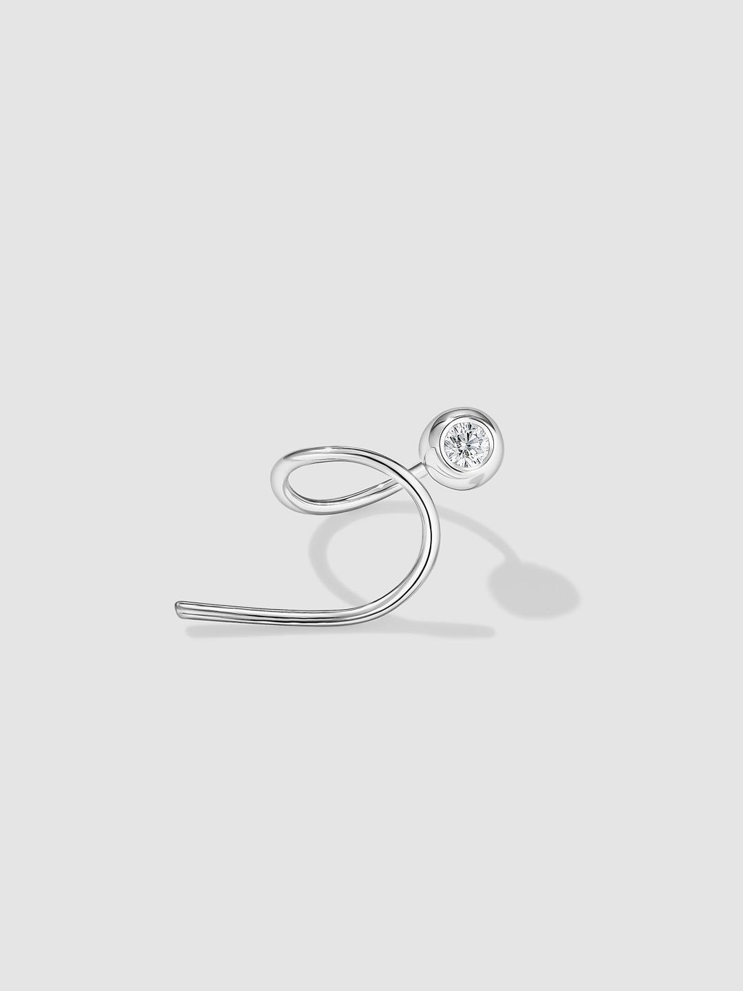 Left Swirl Earring with a Diamond