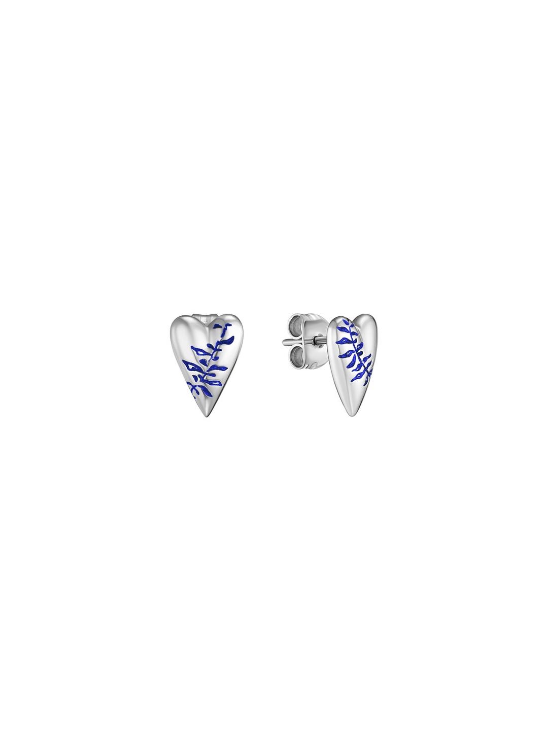 Fern Heart Studs Jarman's Blue