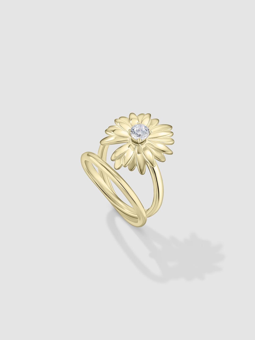 Diamond Daisy Spinner Ring Yellow Gold