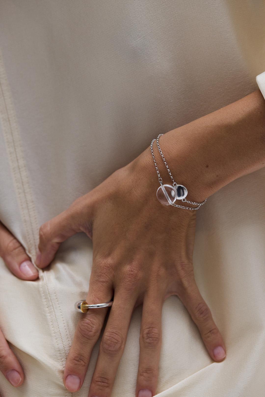 Eclipse Dual Layer Bracelet with Rock Crystal