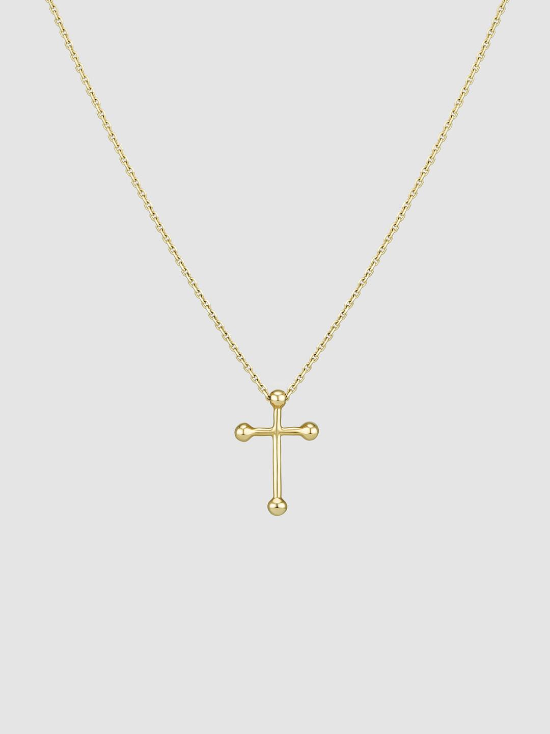 Teeny Cross Necklace Yellow Gold