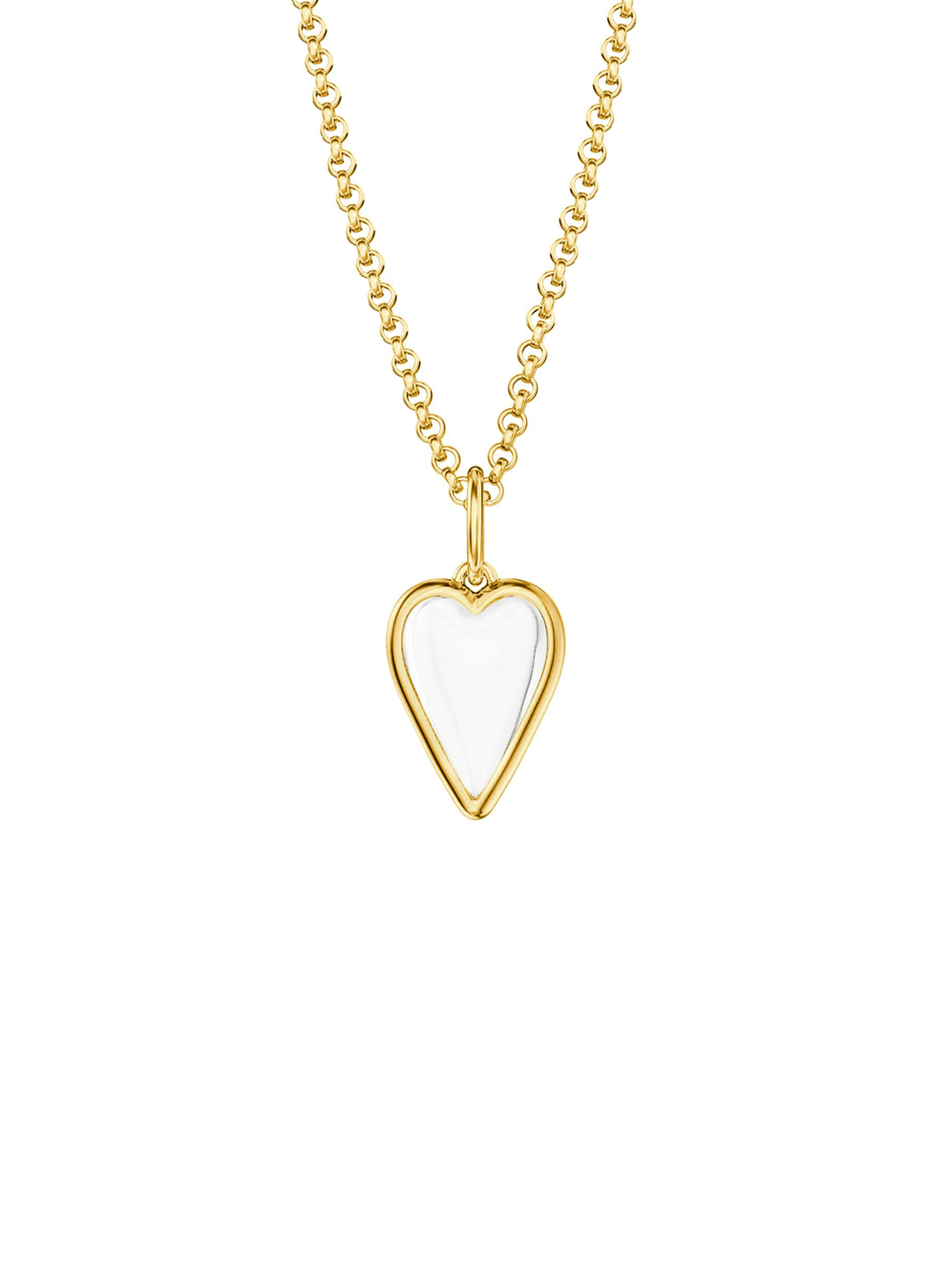 Small Rock Crystal Heart Pendant Necklace Gold Vermeil