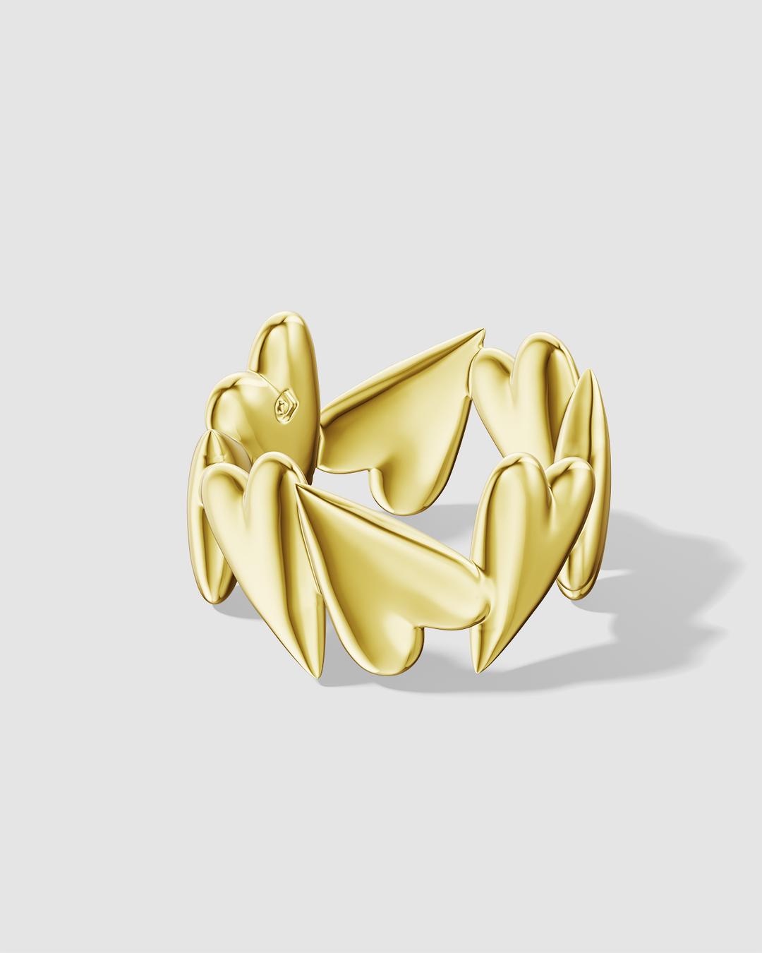 Dancing Hearts Ring Gold Plated