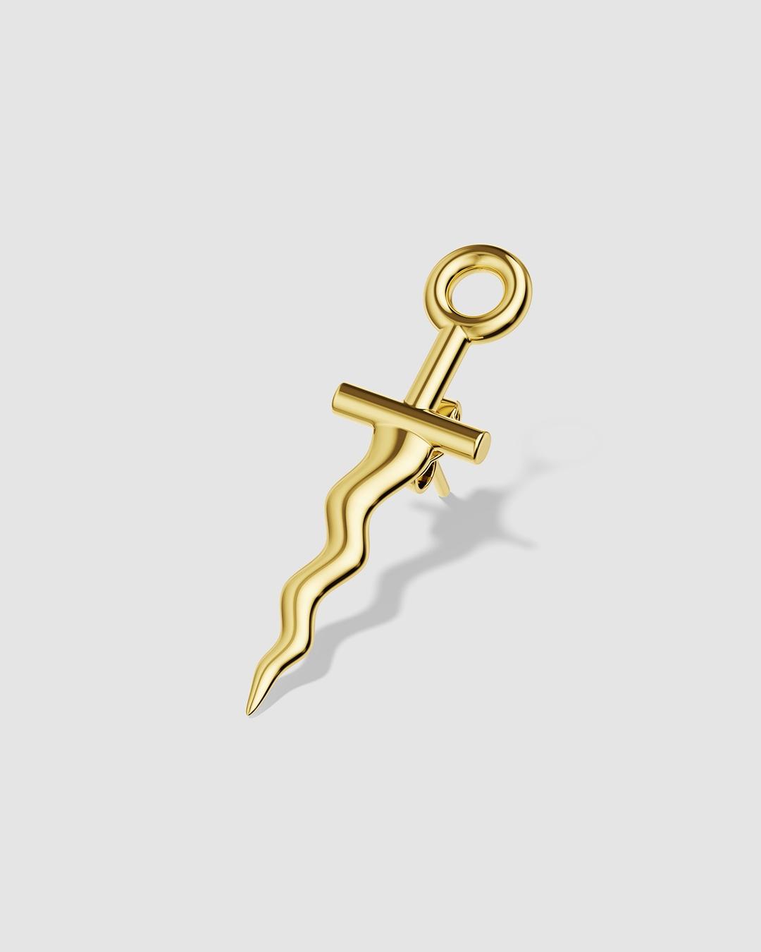 Big Dagger Stud Gold Vermeil