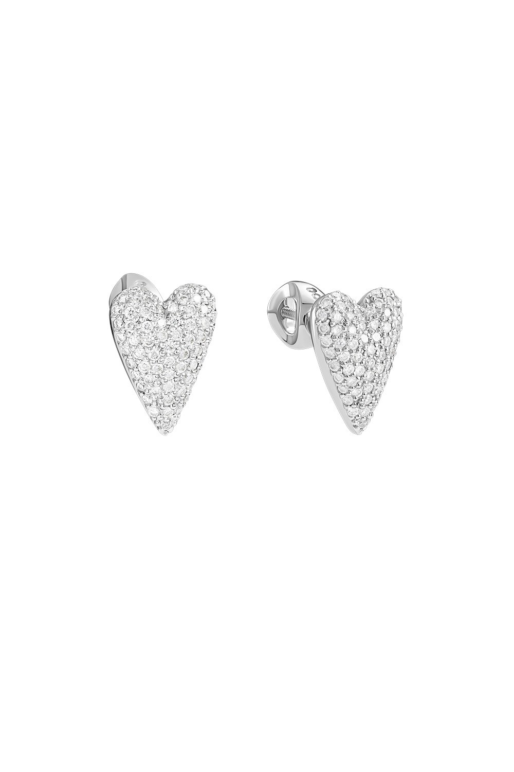 Pavé Heart Studs White Gold