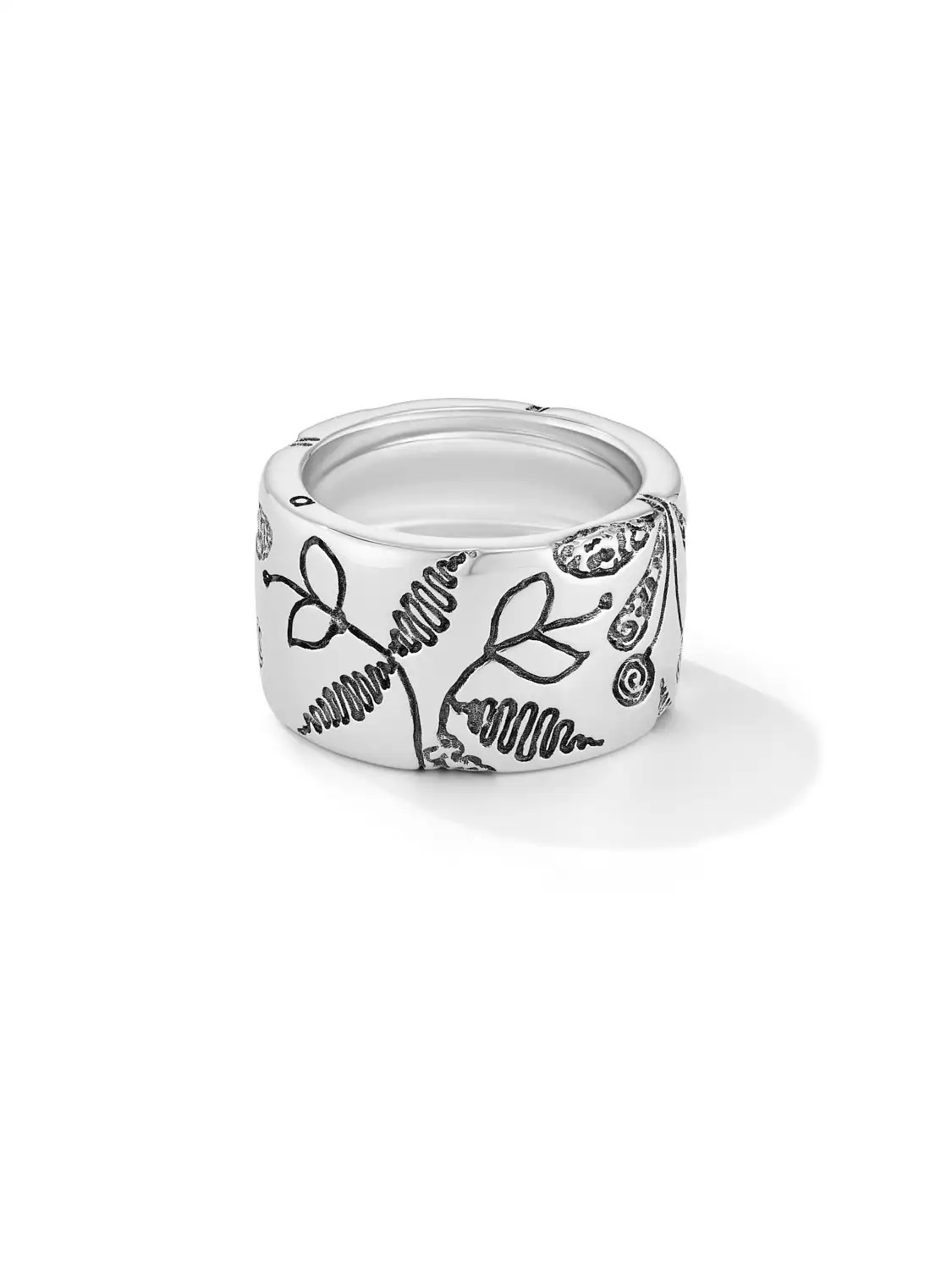 Wide Black Millefleurs Ring