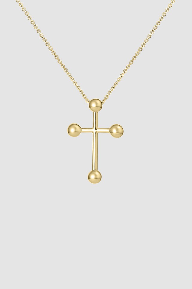 Heraldic Cross Pendant Necklace Gold Vermeil