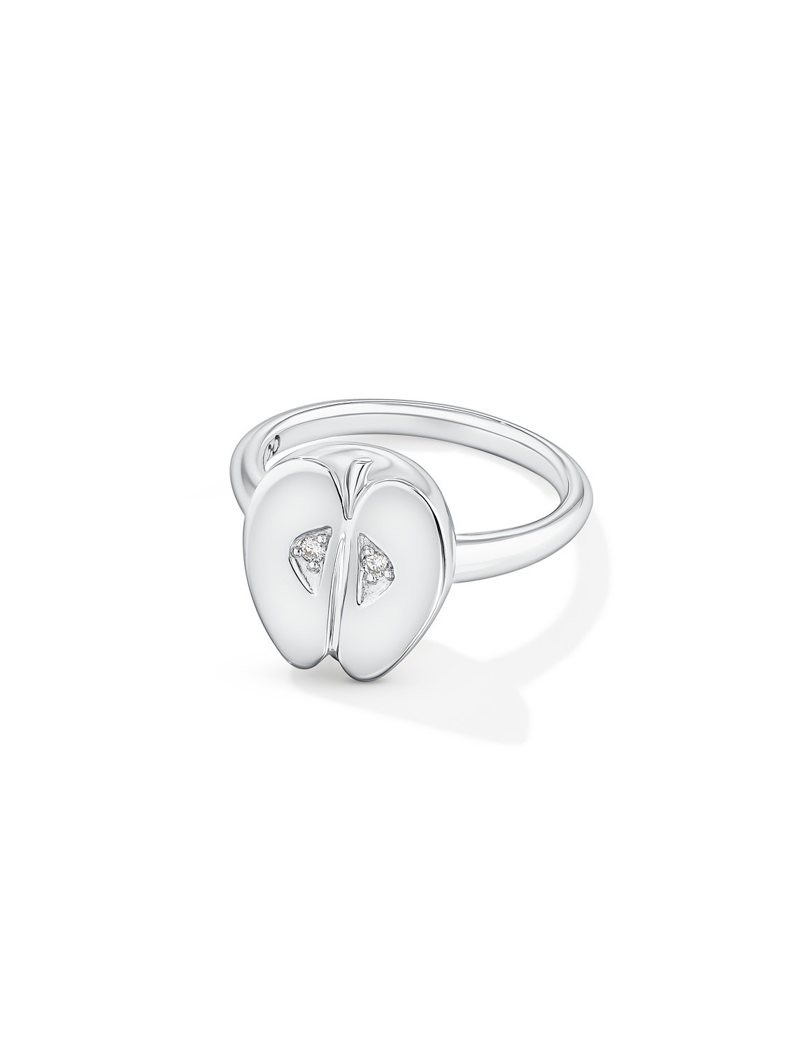 Half an Apple Ring White Gold