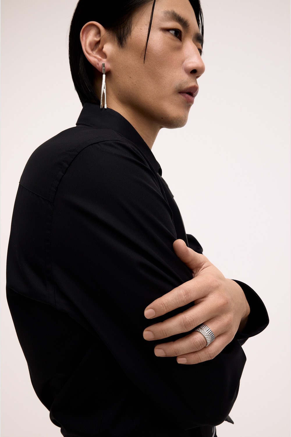 Tube Bead Tie Right Earring