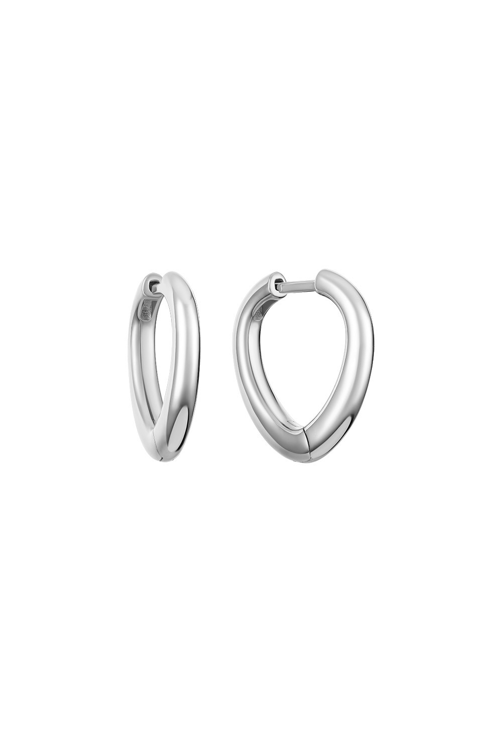 Shield-shaped Mini Hoops Silver
