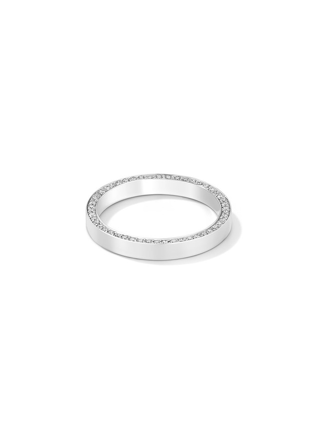 Thin Side Set Diamond Band in White Gold