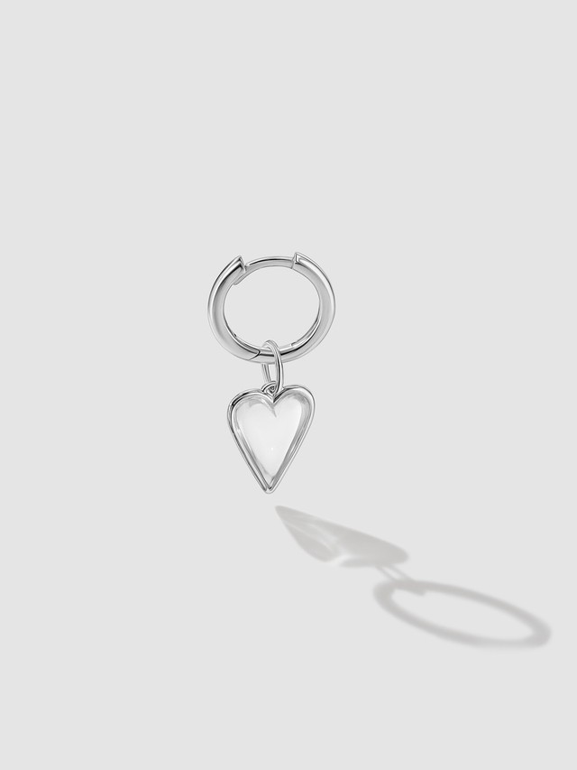 Small Rock Crystal Heart Single Earring