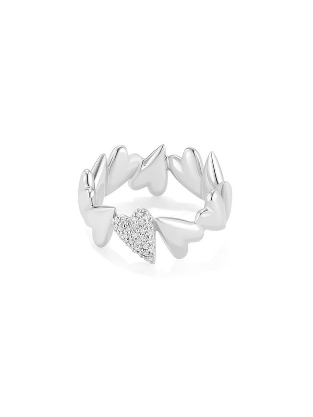 Diamond Dancing Hearts Ring in White Gold