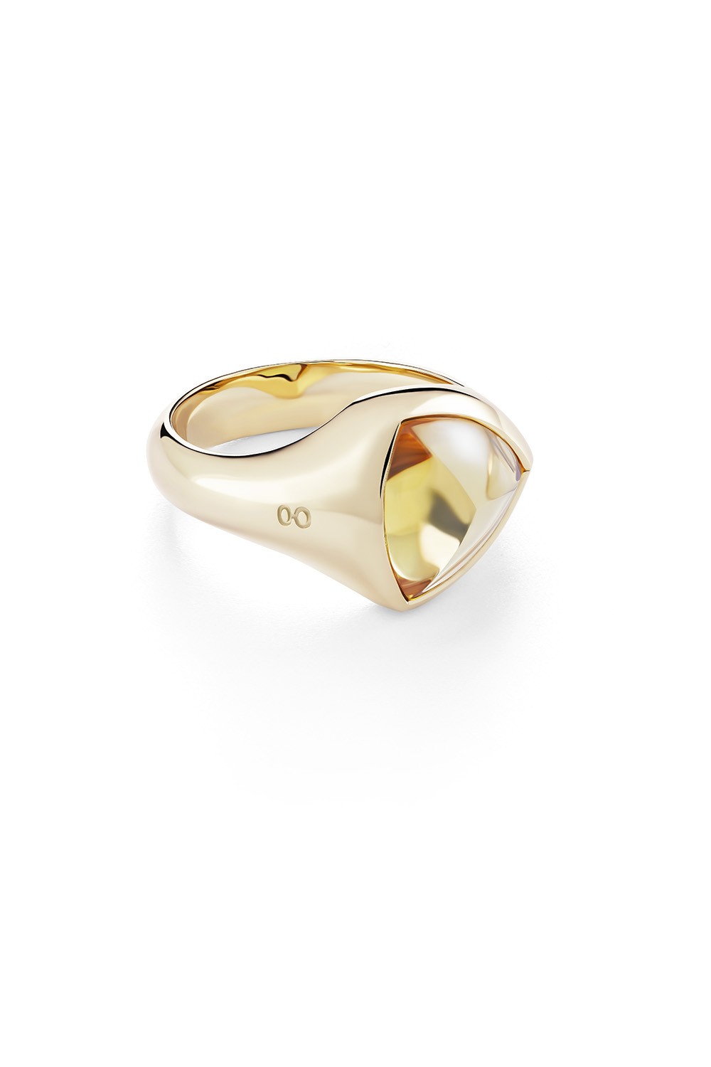 Trillion Signet Citrine and Yellow Gold