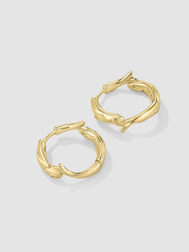 Twin Fish Hoops Gold Vermeil