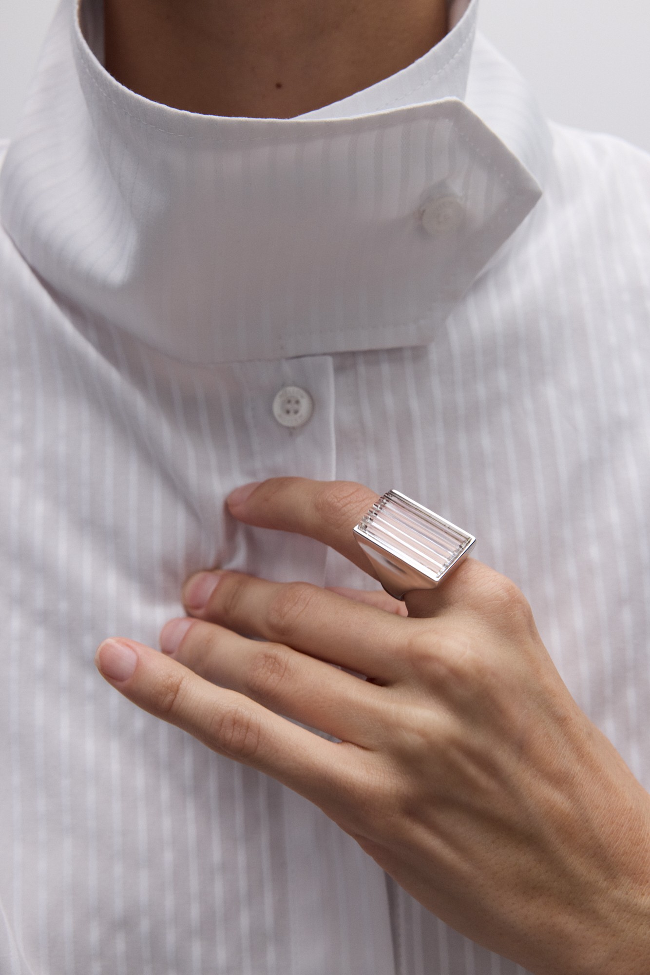 Camera Flash Rock Crystal Ring