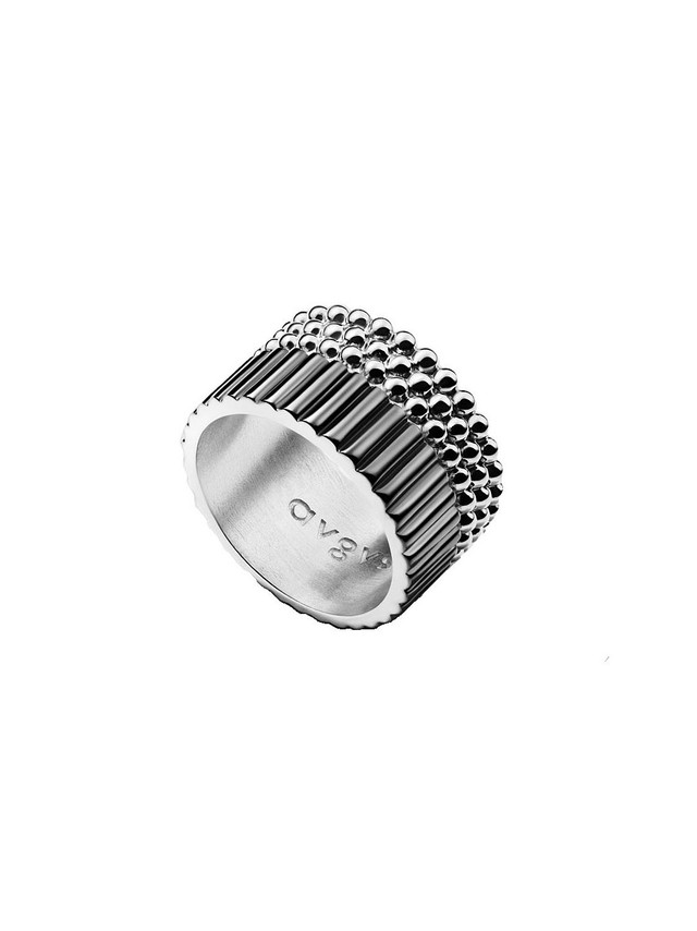 Black & Silver Bugle and Seed Beads Ring