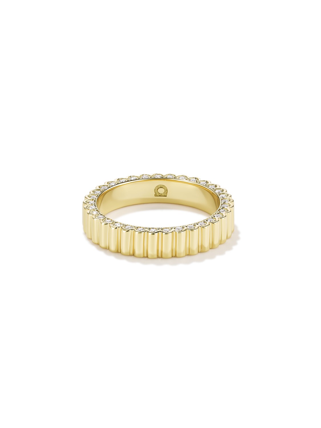 Tube Bead Diamond Band in Yellow Gold