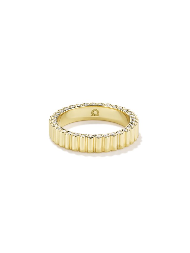 Tube Bead Diamond Band in Yellow Gold