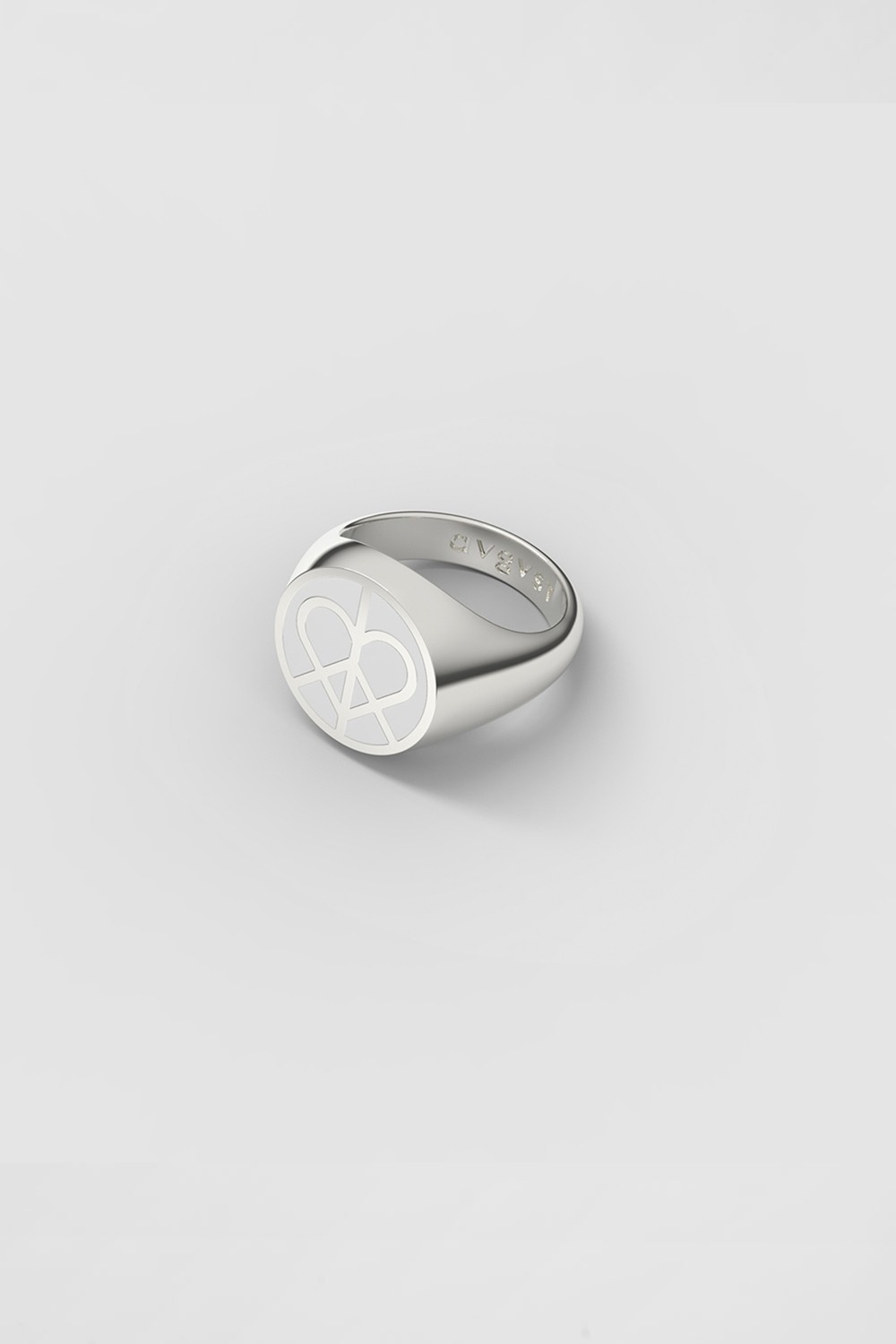 Peace & Love Signet Ring with White Enamel