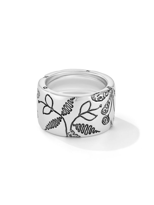 Wide Black Millefleurs Ring