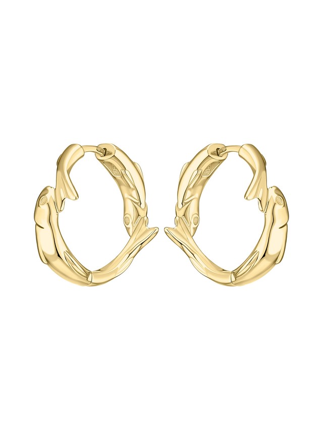 Twin Fish Hoops Gold Vermeil